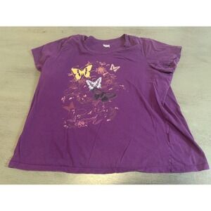 BUTTERFLIES purple BASIC EDITIONS  shirt plus size 2X